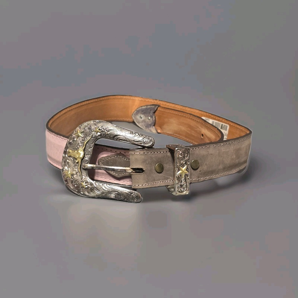 Semental Pink/Brown Belt Sz 32, Western Cowboy Buckle